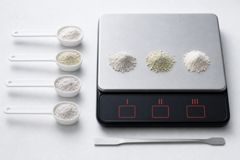 Afgewogen poederporties als visuele verhouding voor een wierookrecept